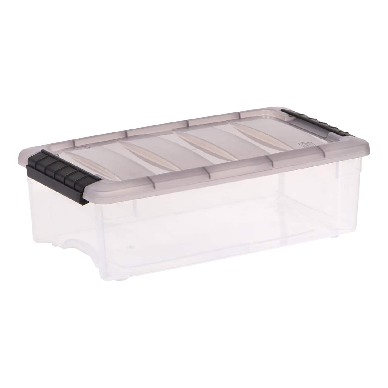 IRIS® Stack & Pull™ Clear Storage Box with Gray Lid